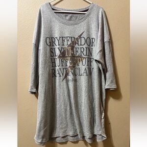 Harry Potter Sweater Graphic Gray Oversize 3/4 Sleeve Tunic Top Women’s Size 3XL